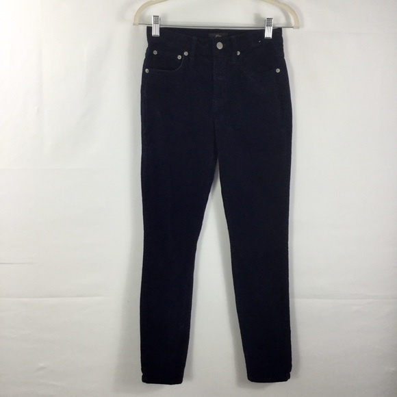 J. Crew 9" High Rise Toothpick Corduroy Pants, Navy - Picture 2 of 8